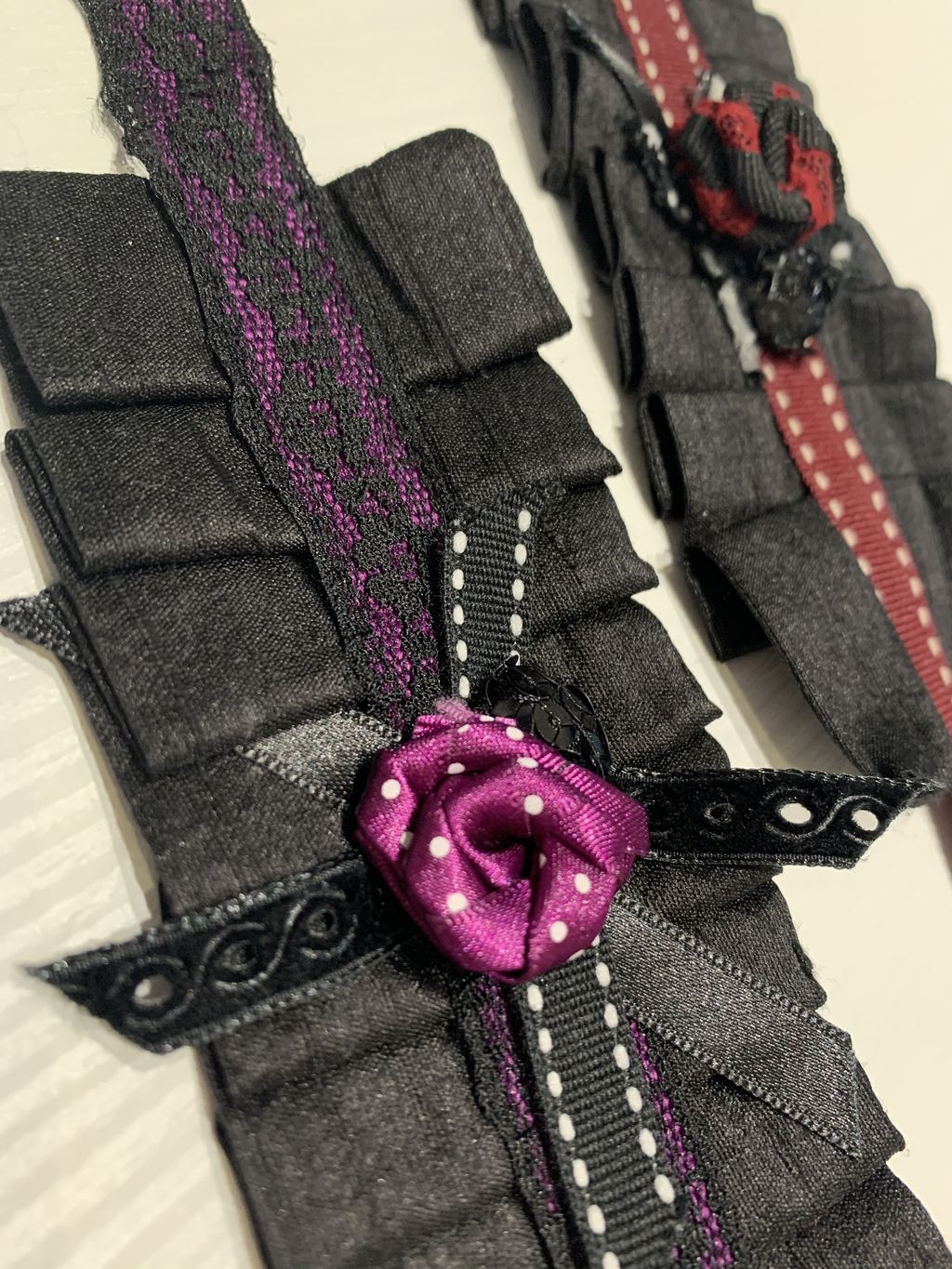 Bracciale stoffa nero - Portatutto rosa celeste