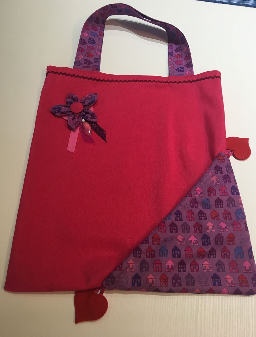 Shopping Bag fuxya chiusura a cuore - shopping bag santoro