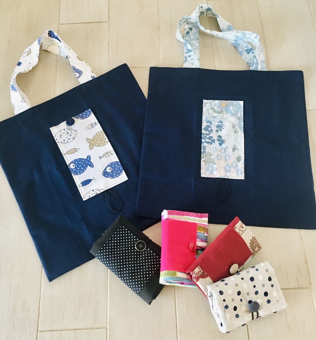 Shopping Bag blu con pesciolini - shopping bag santoro