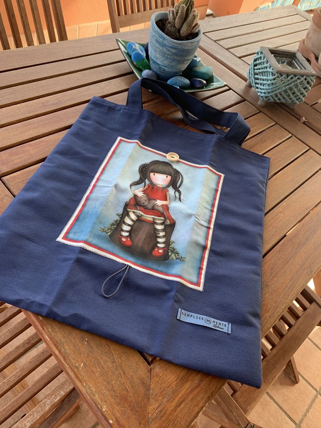 Shopping Bag Santoro Gorjuss blu - shopping bag santoro