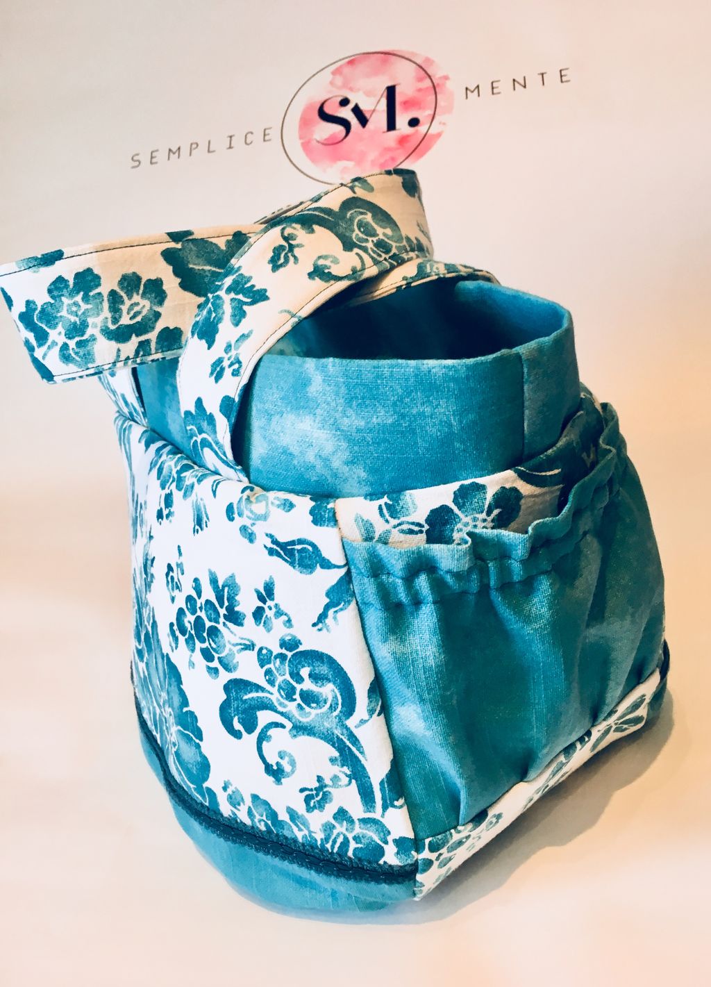 Portatutto turchese fantasia floreale - Portatutto rosa celeste